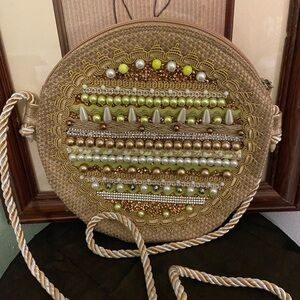 Elegant Embellished Gold Crossbody Bag